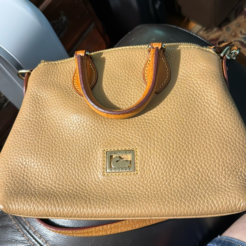 Dooney & Bourke Tan Pebbled Leather Crossbody Satchel
